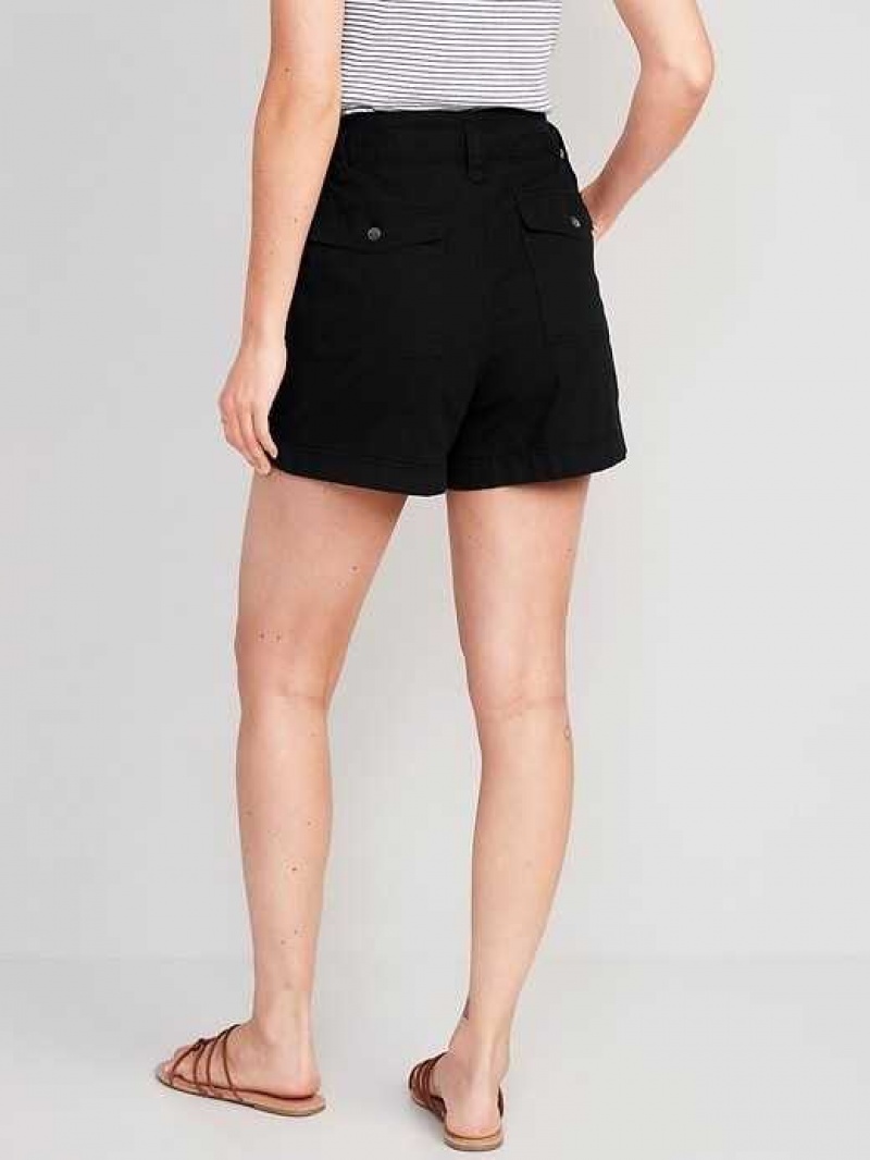 Old Navy Extra High-Waisted Tie-Front Cargo Workwear Shorts Black | IML439675