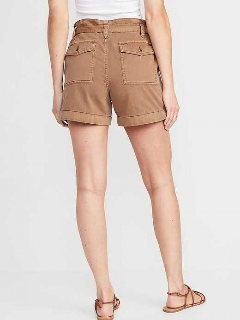 Old Navy Extra High-Waisted Tie-Front Cargo Workwear Shorts Falconry | IAP613098