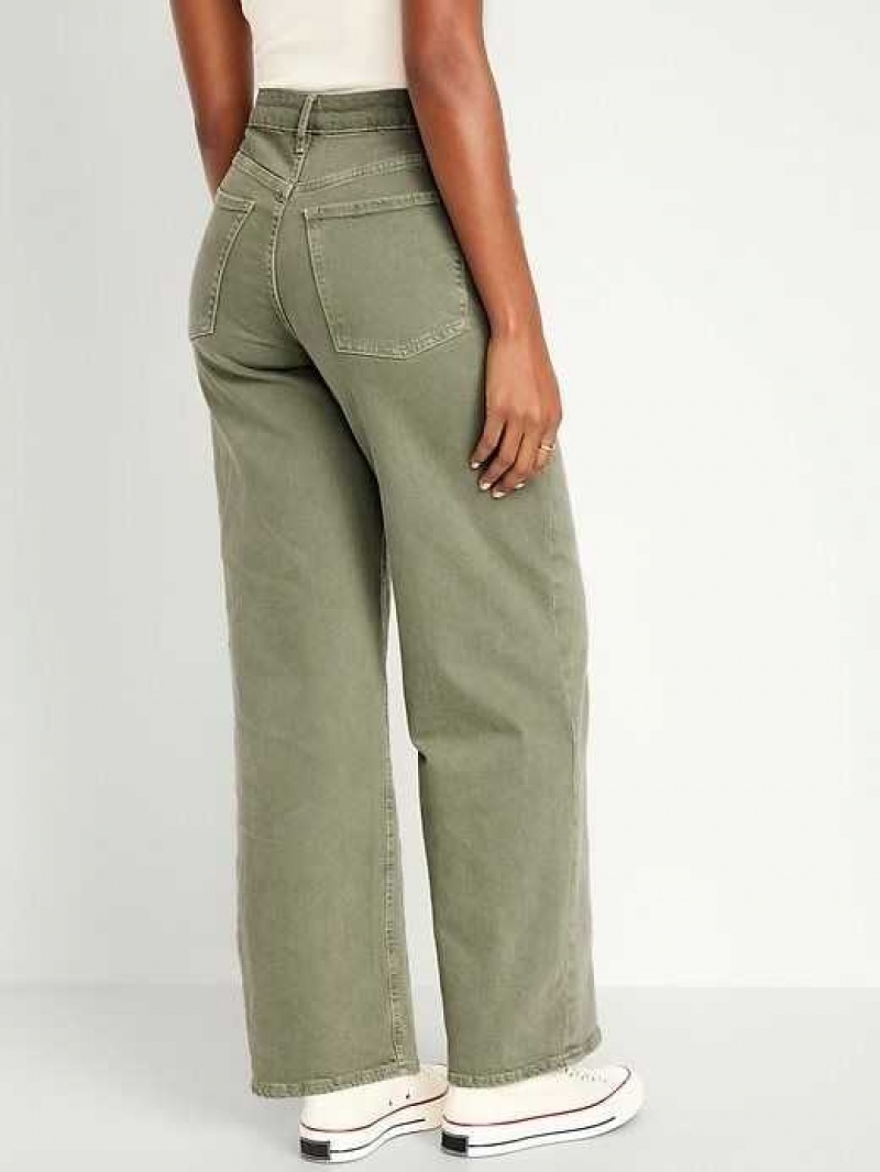 Old Navy Extra High-Waisted Wide-Leg Jeans Olive | IYV298314