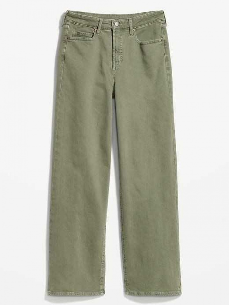 Old Navy Extra High-Waisted Wide-Leg Jeans Olive | IYV298314