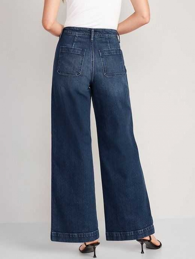 Old Navy Extra High-Waisted Wide-Leg Trouser Jeans Dark Wash | QPA134072