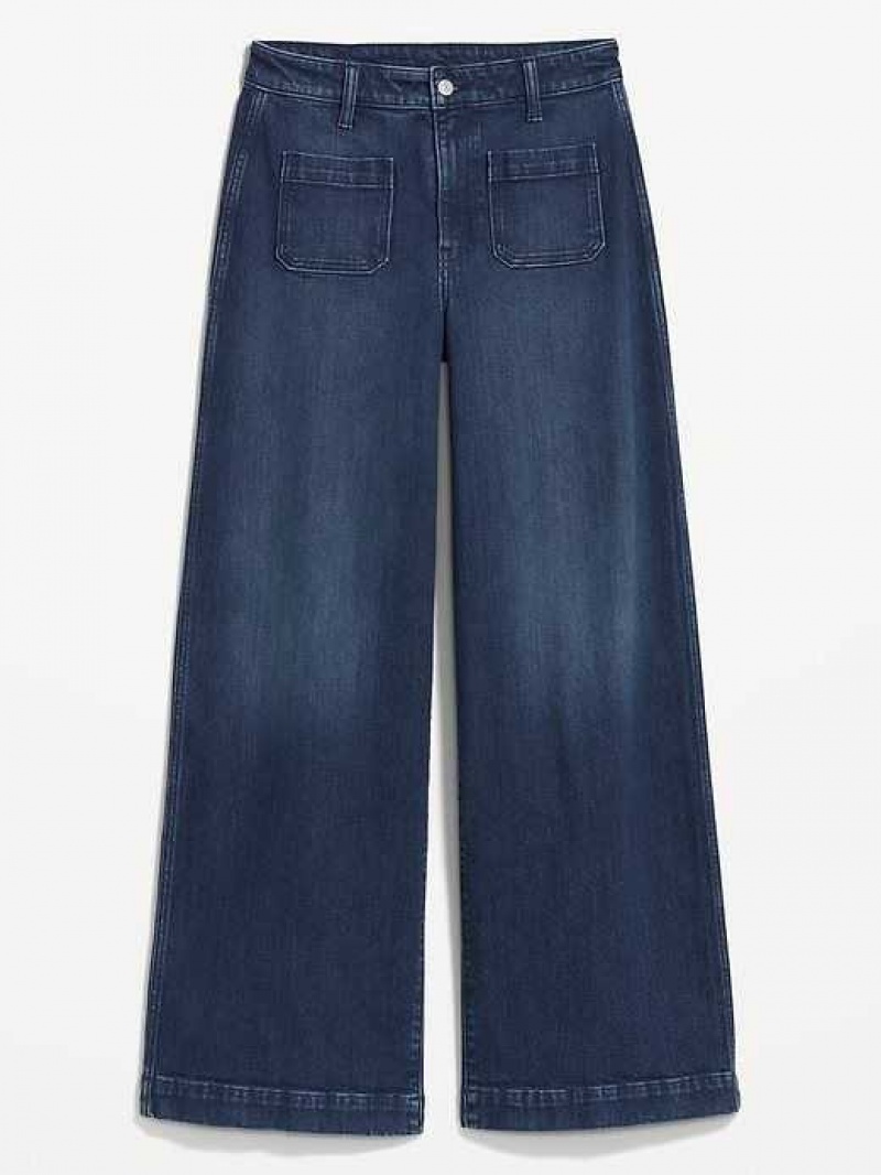 Old Navy Extra High-Waisted Wide-Leg Trouser Jeans Dark Wash | QPA134072