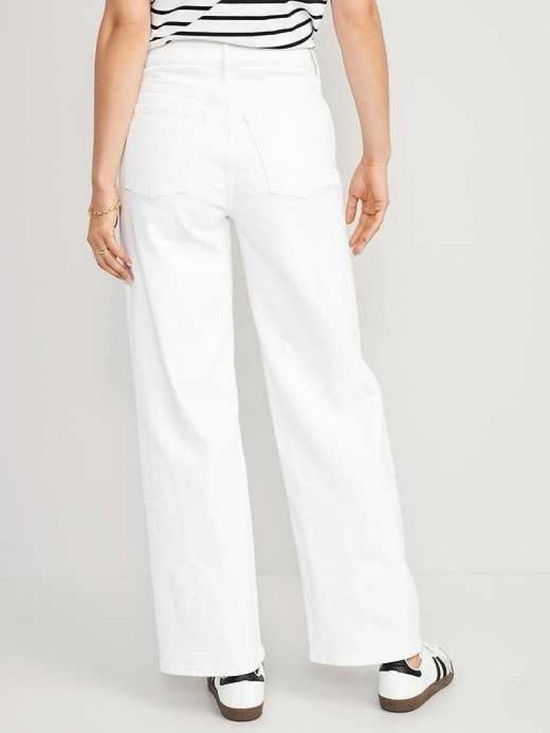 Old Navy Extra High-Waisted Wide Leg Cut-Off White Jeans White | QAE480321