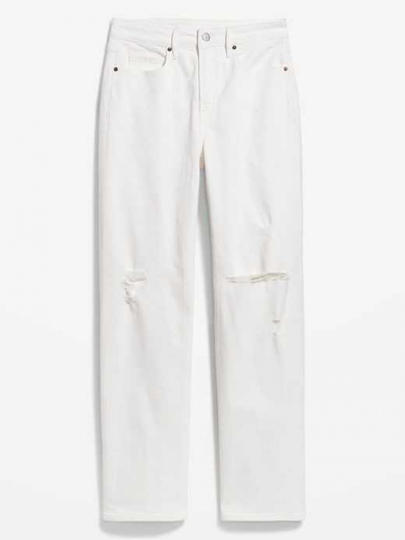 Old Navy Extra High-Waisted Wide Leg Cut-Off White Jeans White | QAE480321