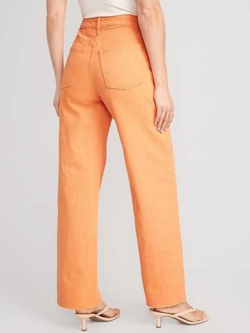 Old Navy Extra High-Waisted Wide Leg Cut-Off Jeans Golden Aurora | BVA521649