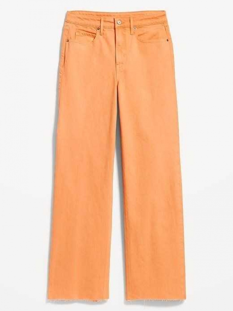 Old Navy Extra High-Waisted Wide Leg Cut-Off Jeans Golden Aurora | BVA521649