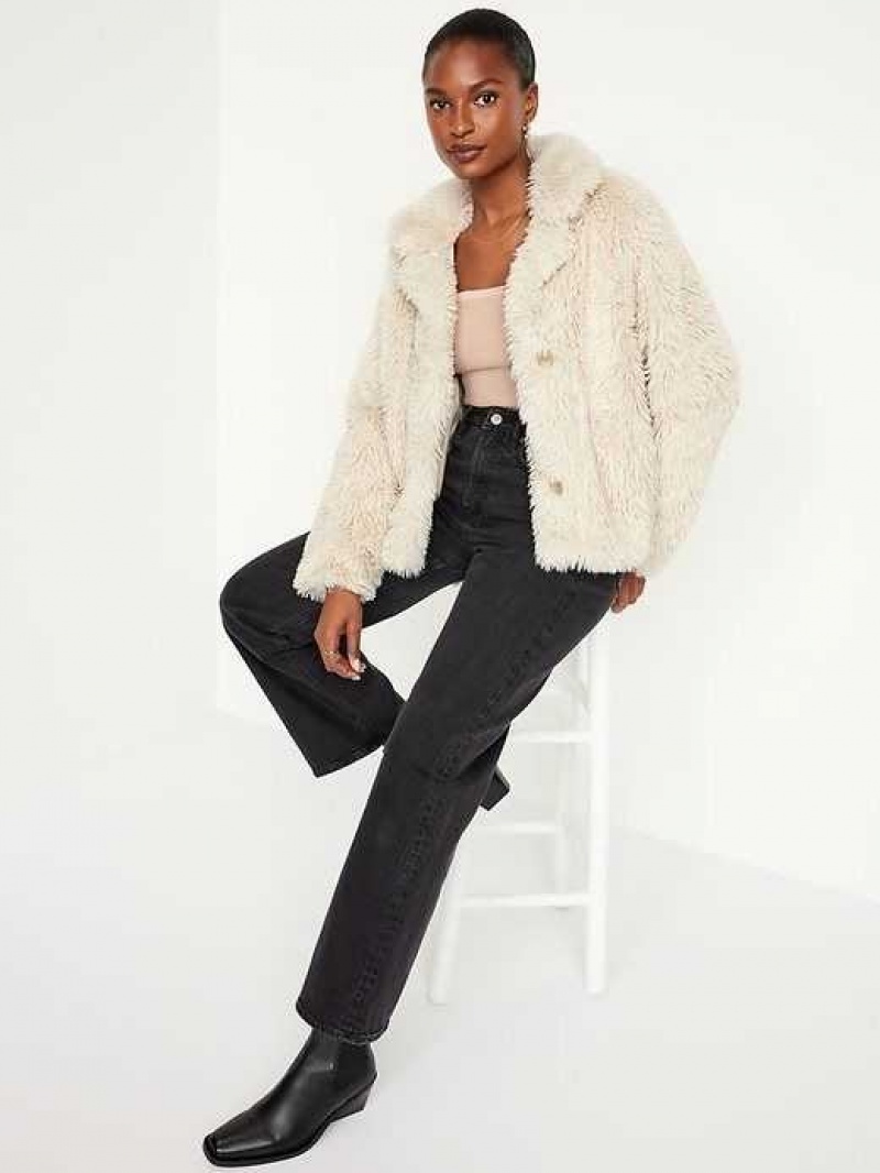 Old Navy Faux-Fur Coat Beige | NGC420895