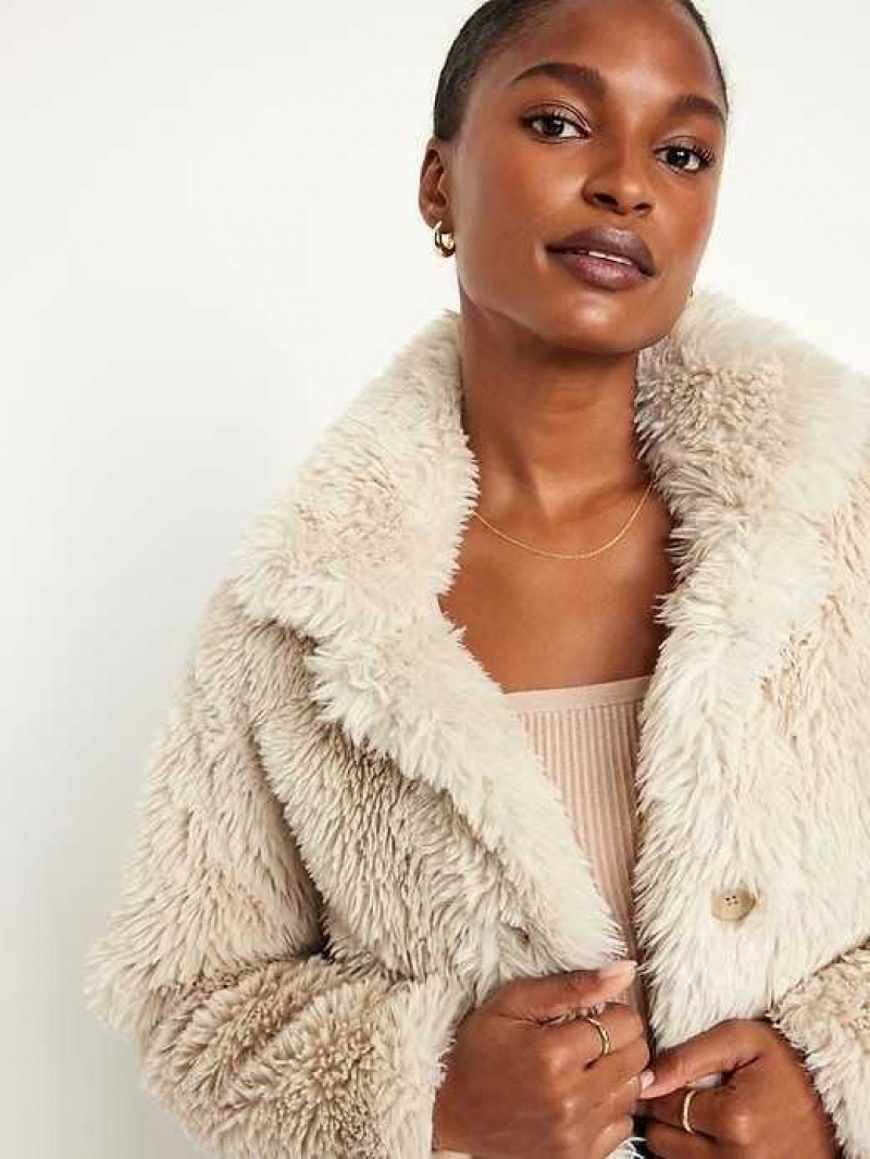 Old Navy Faux-Fur Coat Beige | NGC420895