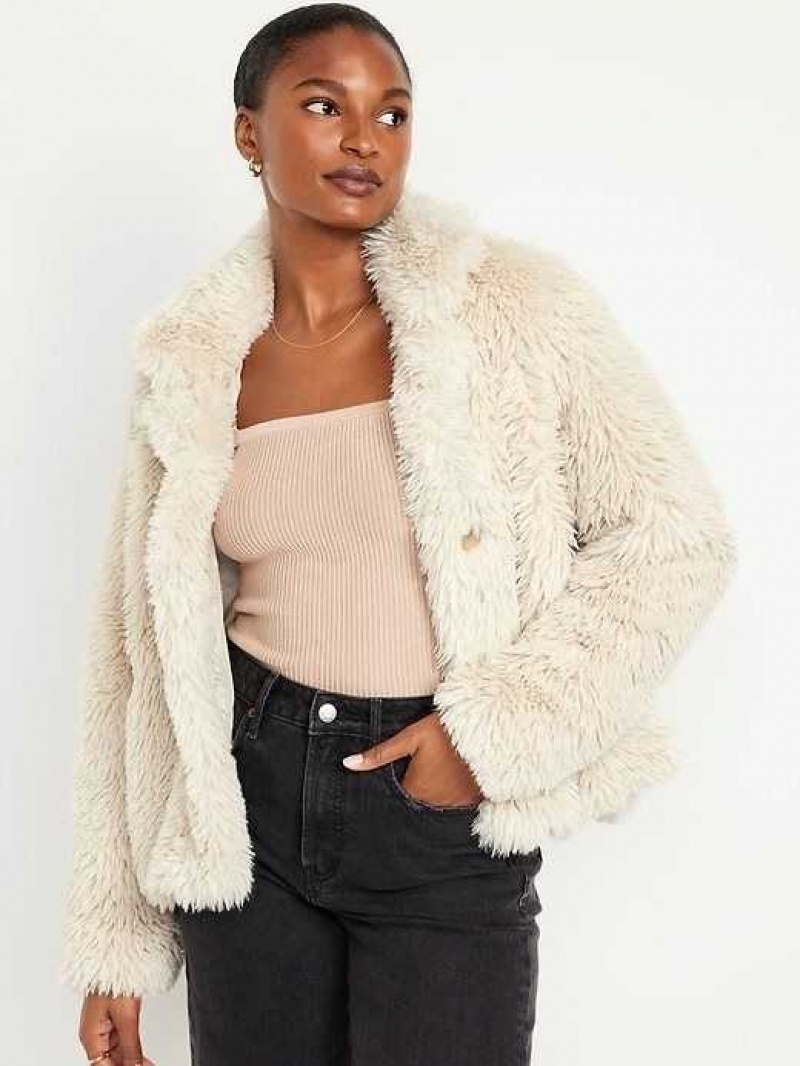 Old Navy Faux-Fur Coat Beige | NGC420895