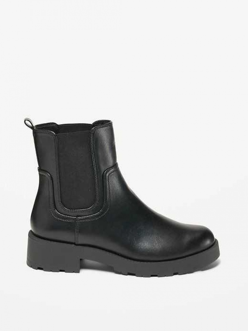 Old Navy Faux-Leather Chelsea Boots Blackjack | JNP910784