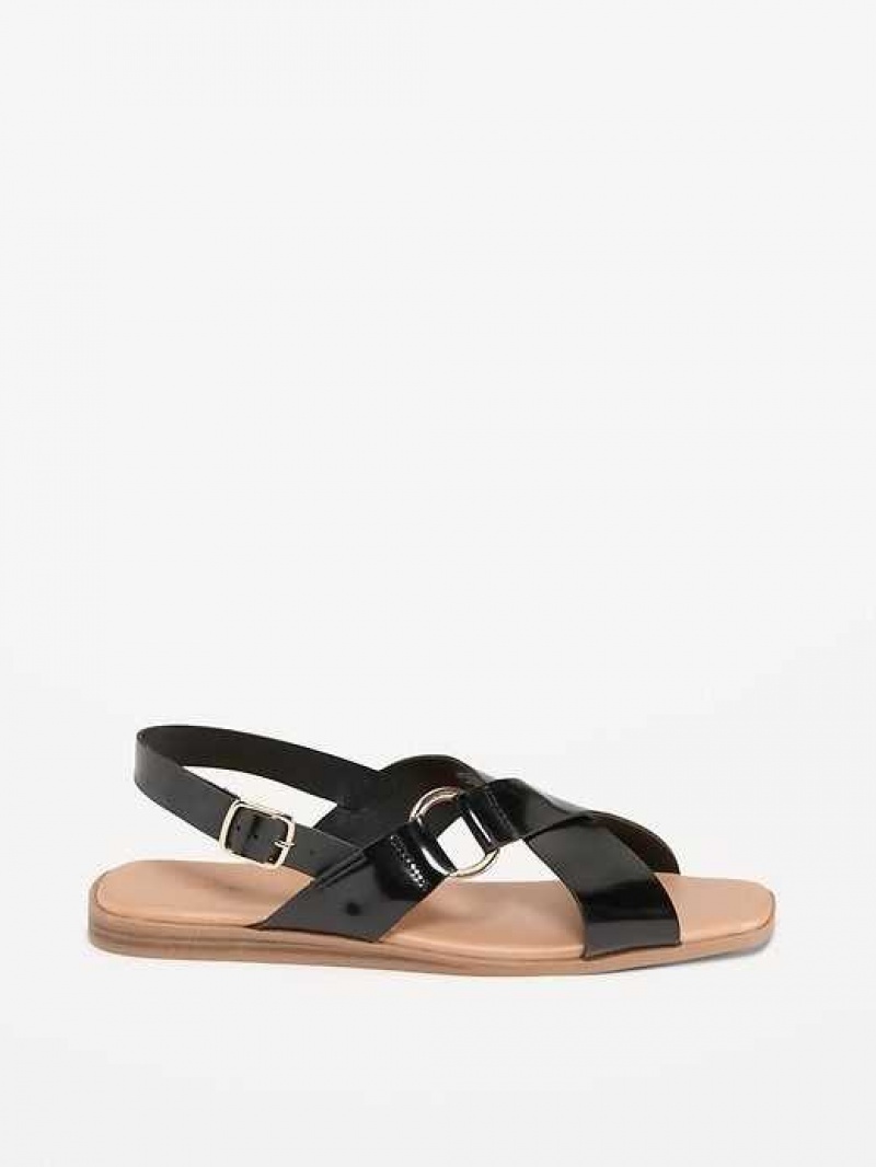 Old Navy Faux-Leather Cross-Strap Buckled Sandals Brown | VCS047593