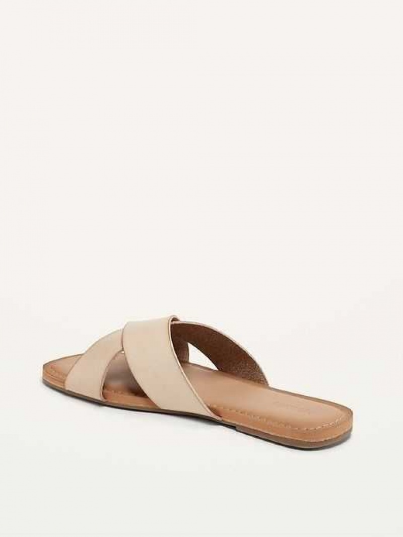 Old Navy Faux-Leather Cross-Strap Sandals Beige | TPC584931