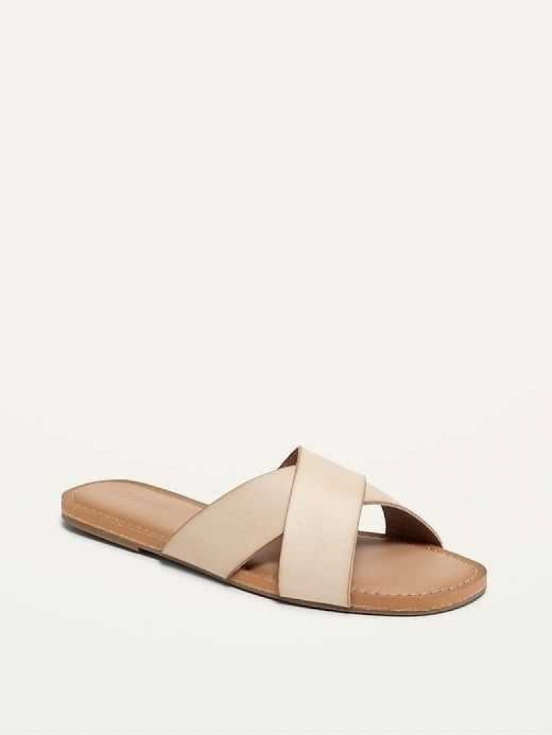 Old Navy Faux-Leather Cross-Strap Sandals Beige | TPC584931