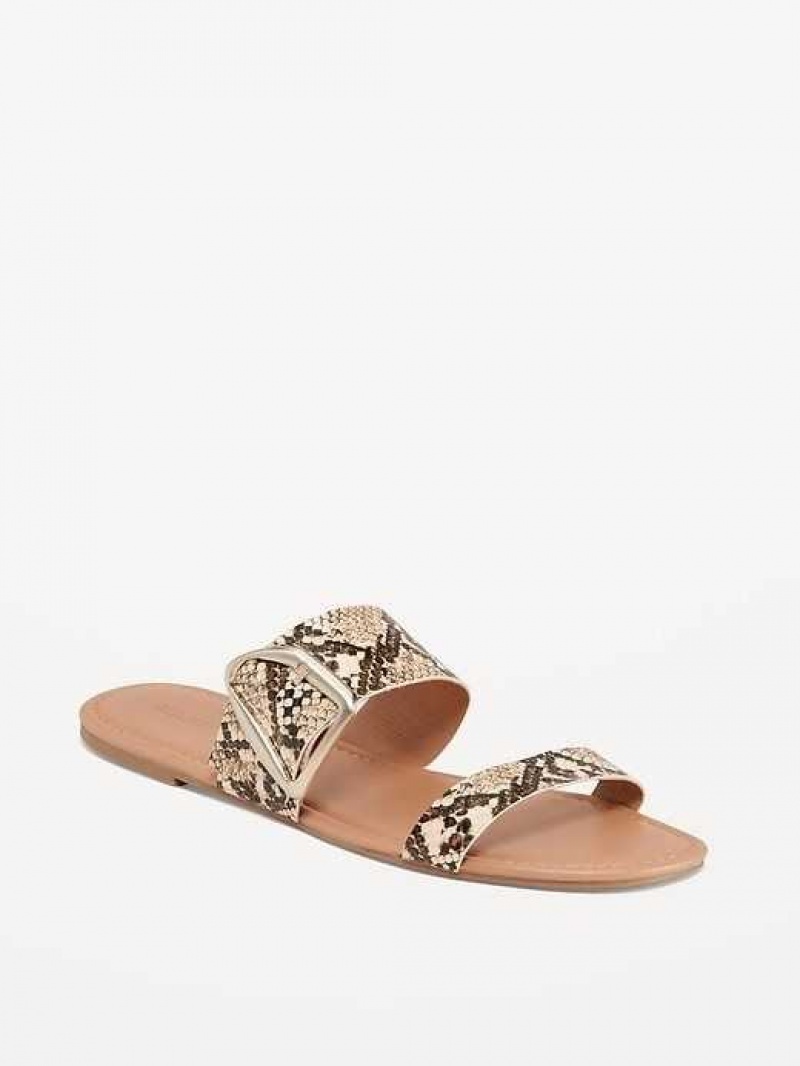 Old Navy Faux-Leather Double-Strap Metal-Hardware Sandals Snake | BNJ875249