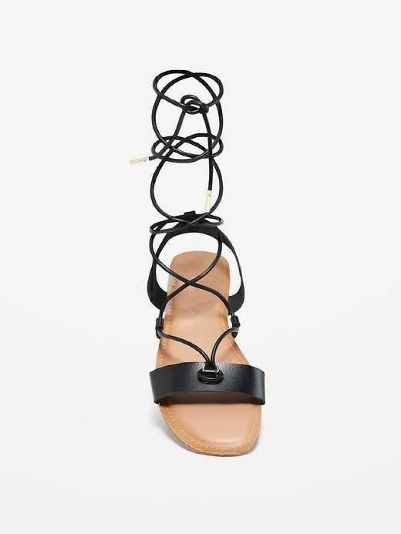 Old Navy Faux-Leather Lace-Up Gladiator Sandals Black | TFD812745