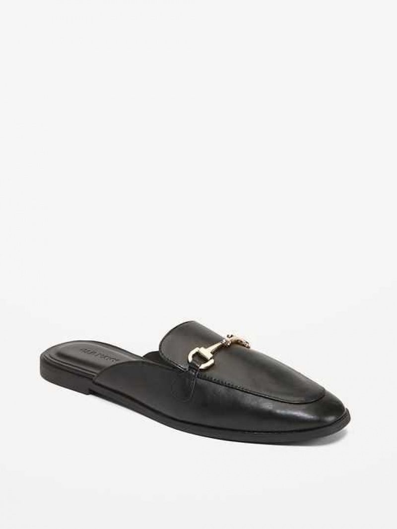 Old Navy Faux-Leather Loafer Mule Shoes Blackjack | EZR965302