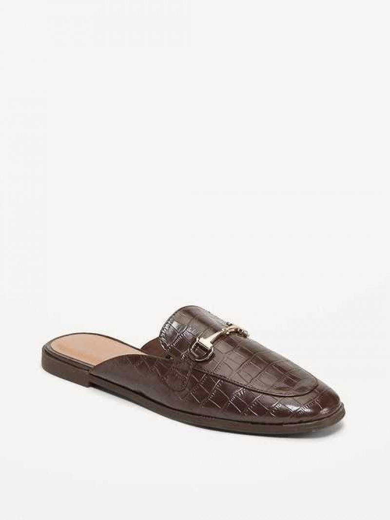 Old Navy Faux-Leather Loafer Mule Shoes Chocolate | QIF637295