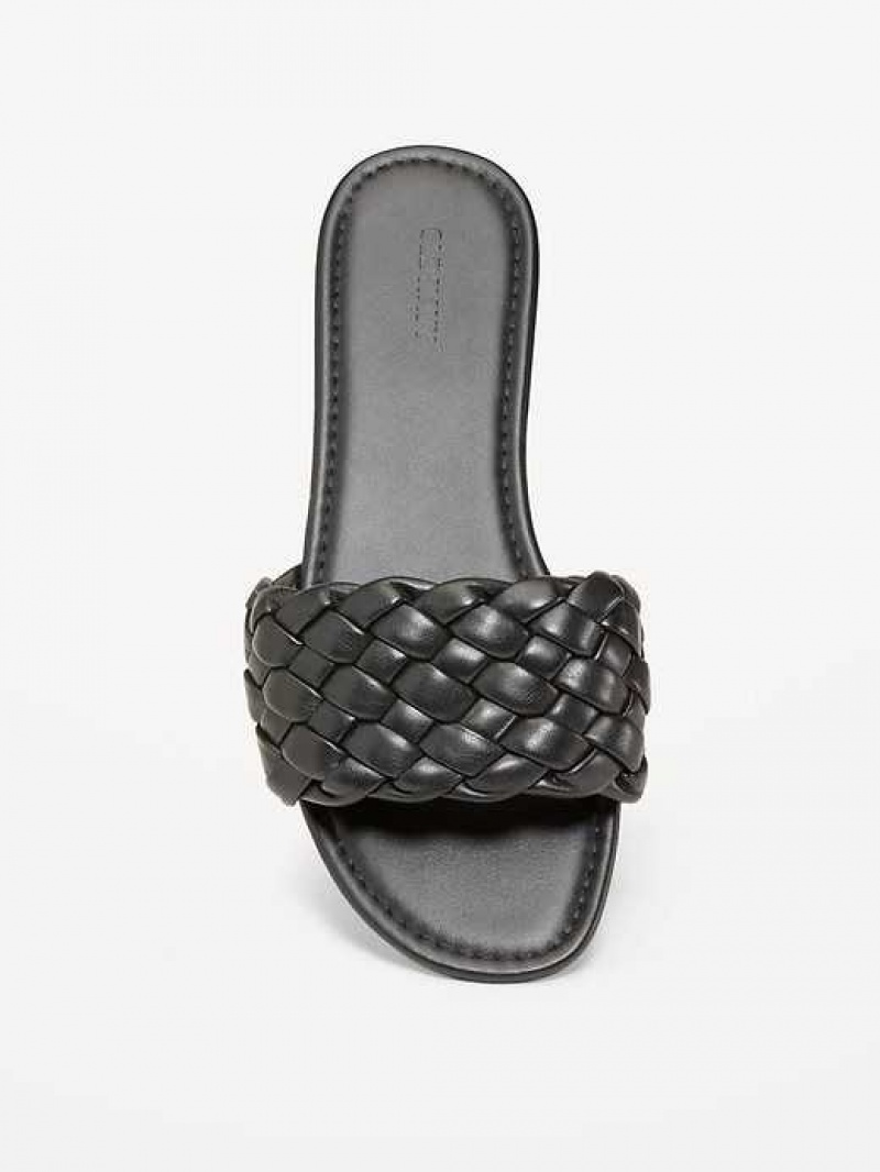 Old Navy Faux-Leather Puffy Braided Sandals Black | PFA418597