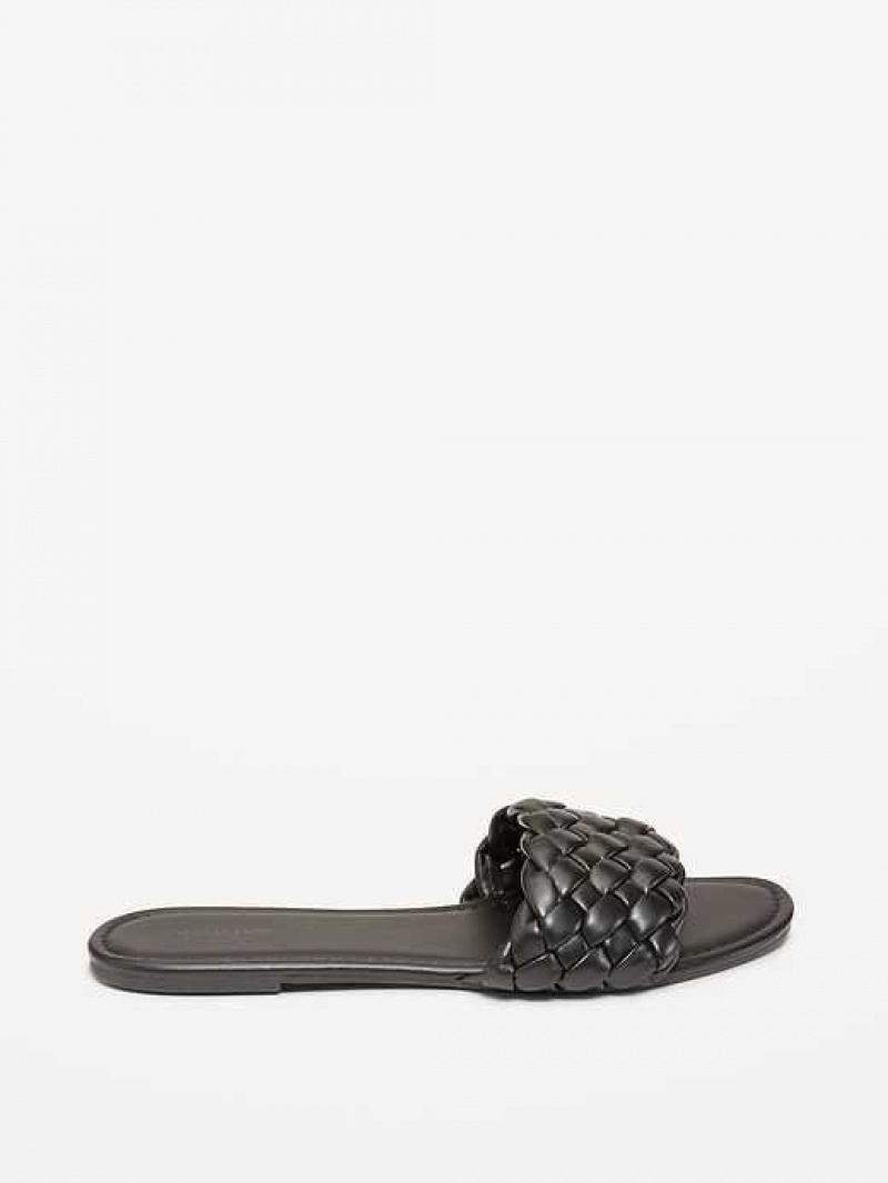 Old Navy Faux-Leather Puffy Braided Sandals Black | PFA418597