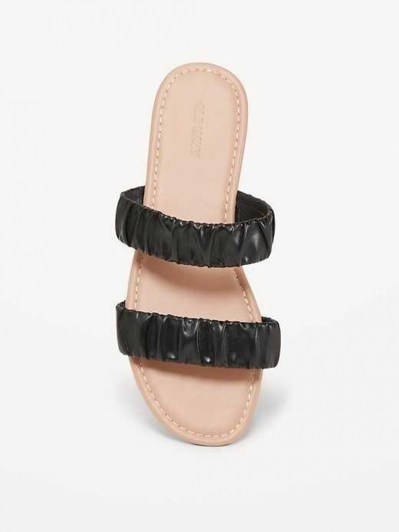 Old Navy Faux-Leather Ruched Sandals Black | MKP106478