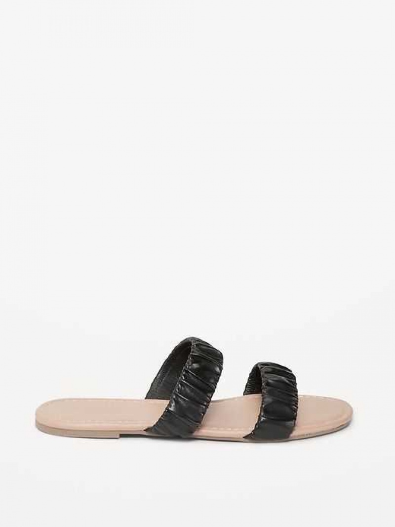 Old Navy Faux-Leather Ruched Sandals Black | MKP106478