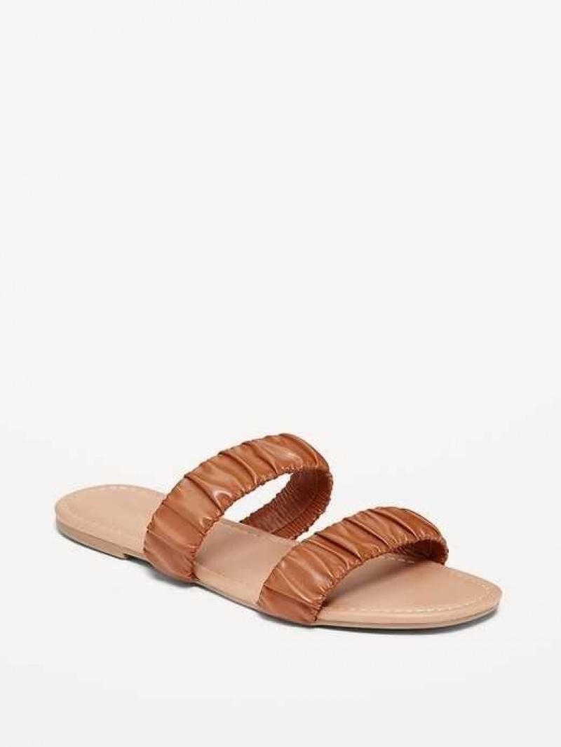 Old Navy Faux-Leather Ruched Sandals Brown | ULS027489