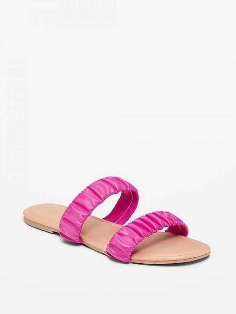 Old Navy Faux-Leather Ruched Sandals Dragon Fruit | MXE360948