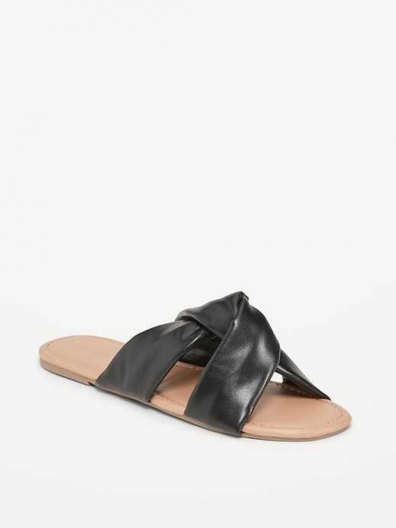 Old Navy Faux-Leather Soft Twist Sandals Black | EBJ938457