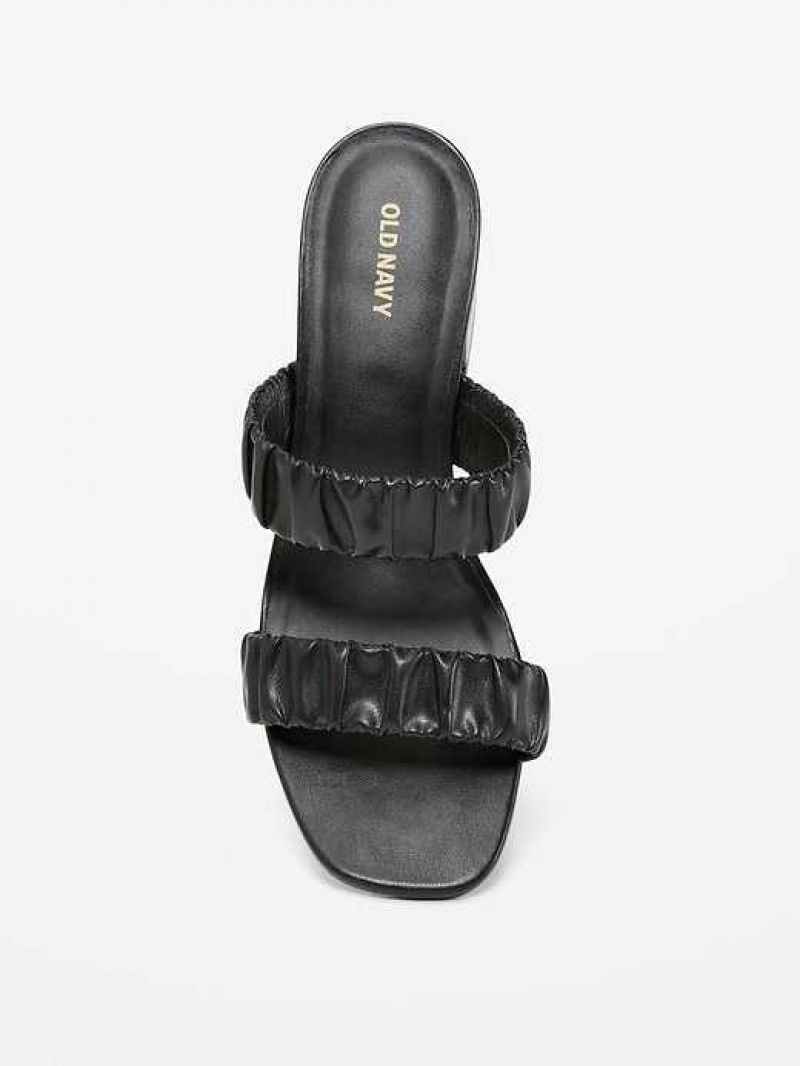 Old Navy Faux-Leather Strappy Block-Heel Mule Sandals Black | DOP629450