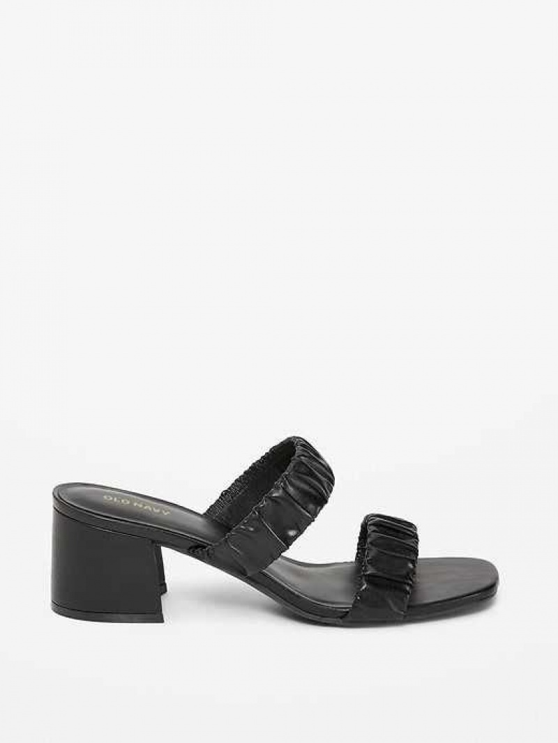 Old Navy Faux-Leather Strappy Block-Heel Mule Sandals Black | DOP629450