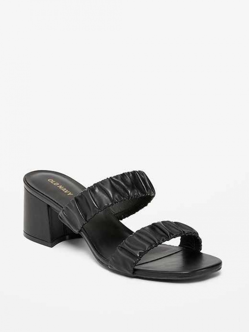 Old Navy Faux-Leather Strappy Block-Heel Mule Sandals Black | DOP629450