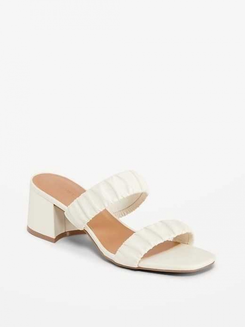 Old Navy Faux-Leather Strappy Block-Heel Mule Sandals Beige | CPN182367