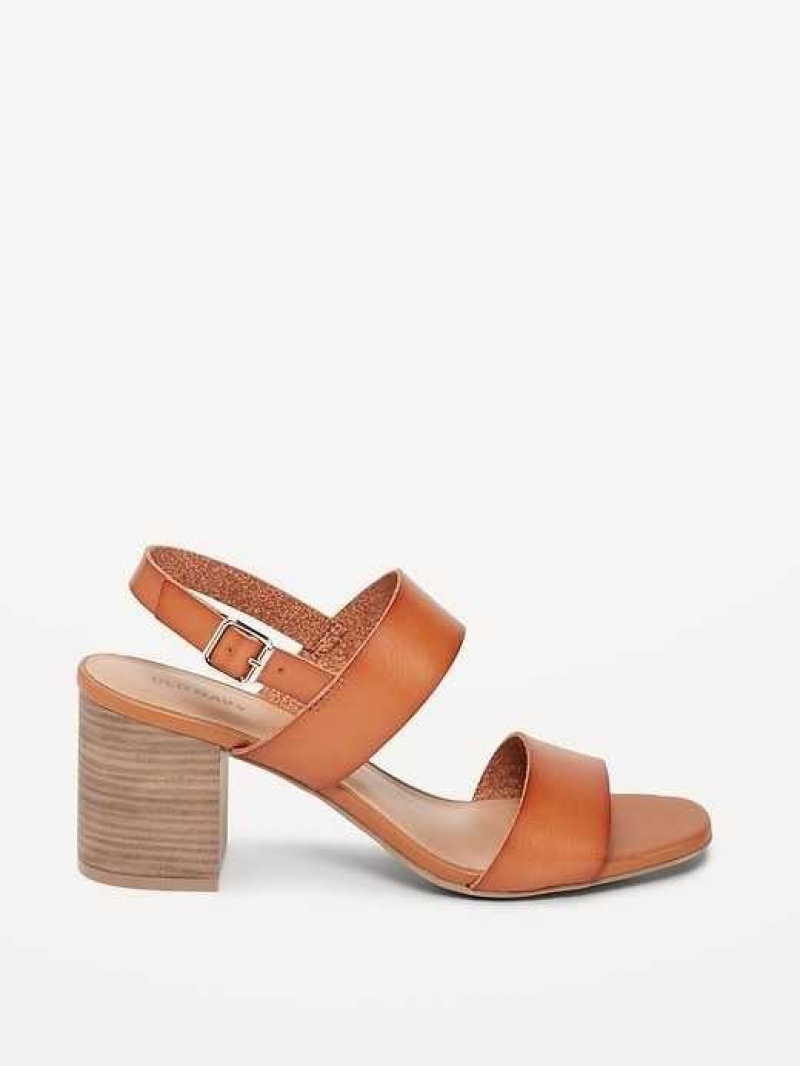 Old Navy Faux-Leather Strappy Block-Heel Sandals Brown | BMF843176