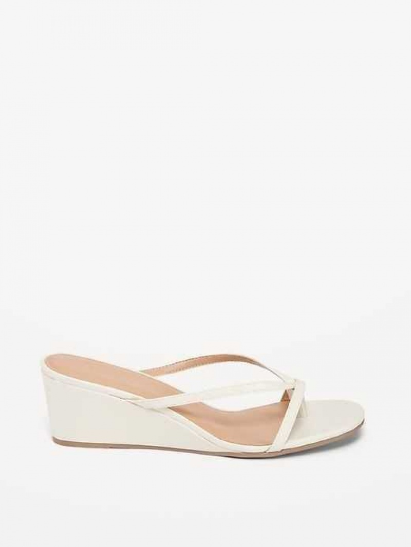 Old Navy Faux-Leather Wedge Thong Sandals Beige | IMA248507