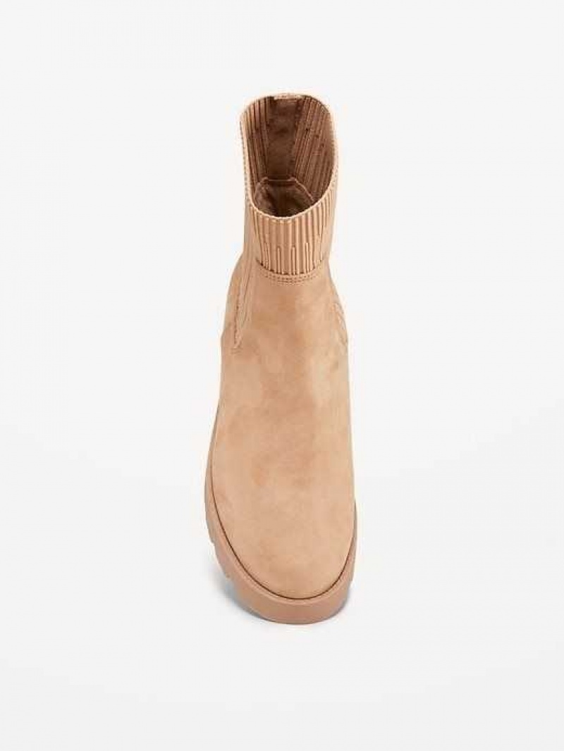 Old Navy Faux-Suede Chelsea Boots Caramel | IDB941365