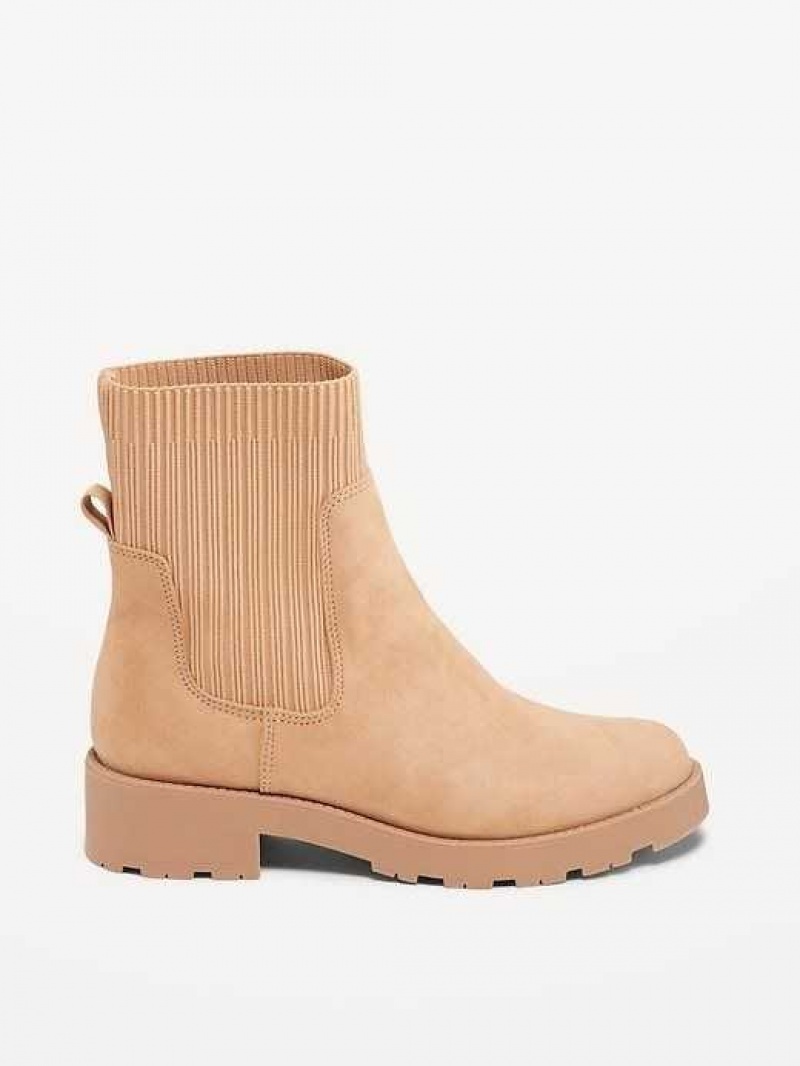 Old Navy Faux-Suede Chelsea Boots Caramel | IDB941365