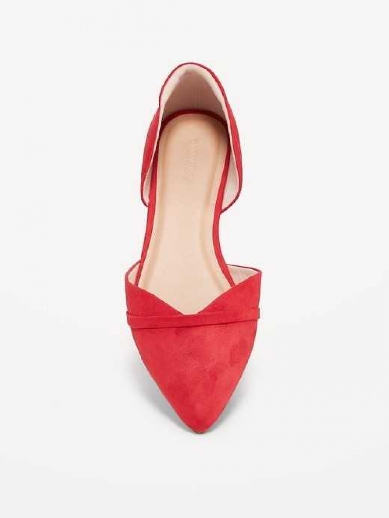 Old Navy Faux-Suede D'Orsay Flats Red | HRX405237