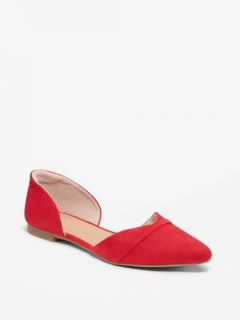 Old Navy Faux-Suede D\'Orsay Flats Red | HRX405237