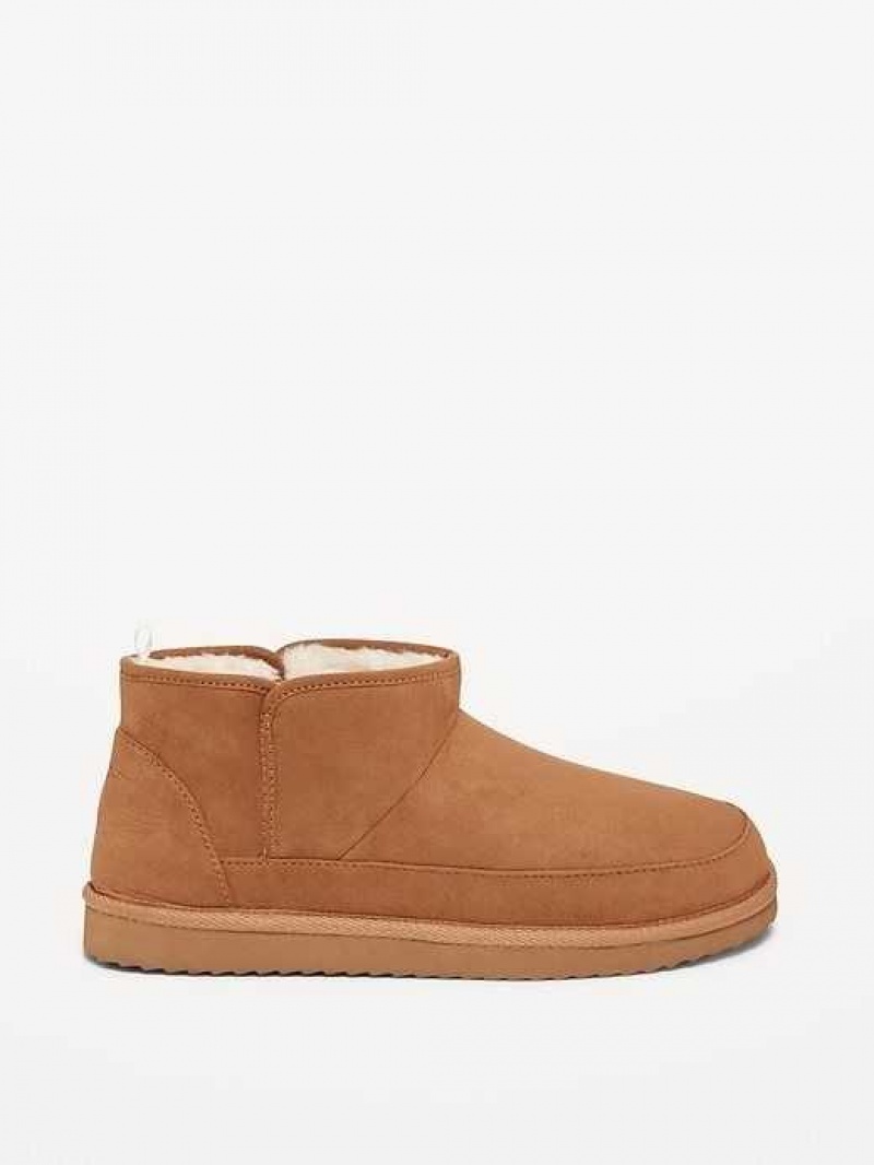 Old Navy Faux-Suede Sherpa-Lined Booties Brown | TSA139078