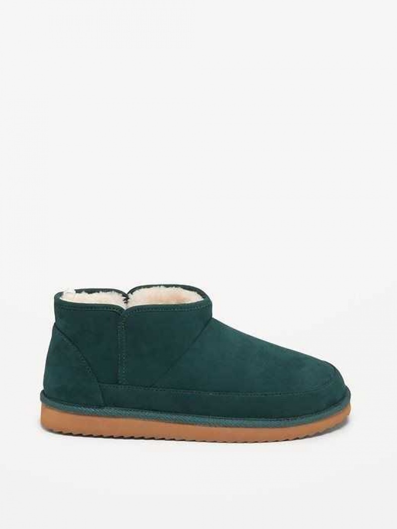 Old Navy Faux-Suede Sherpa-Lined Booties Deep Green | GDT731654