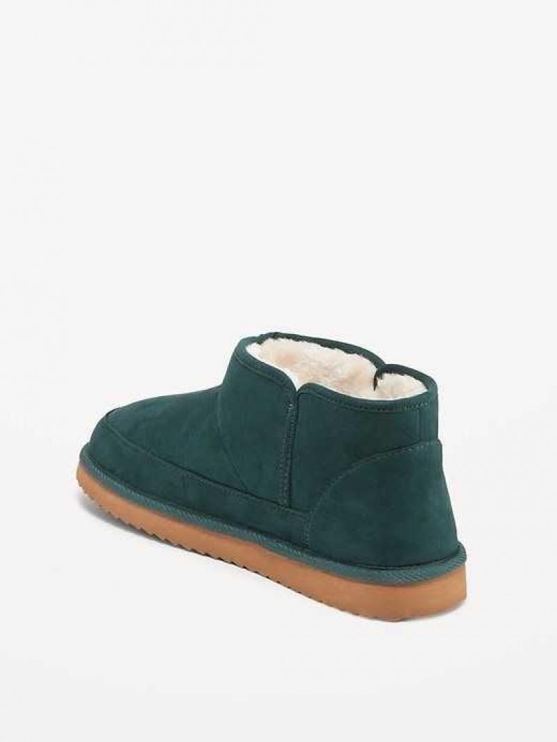 Old Navy Faux-Suede Sherpa-Lined Booties Deep Green | GDT731654