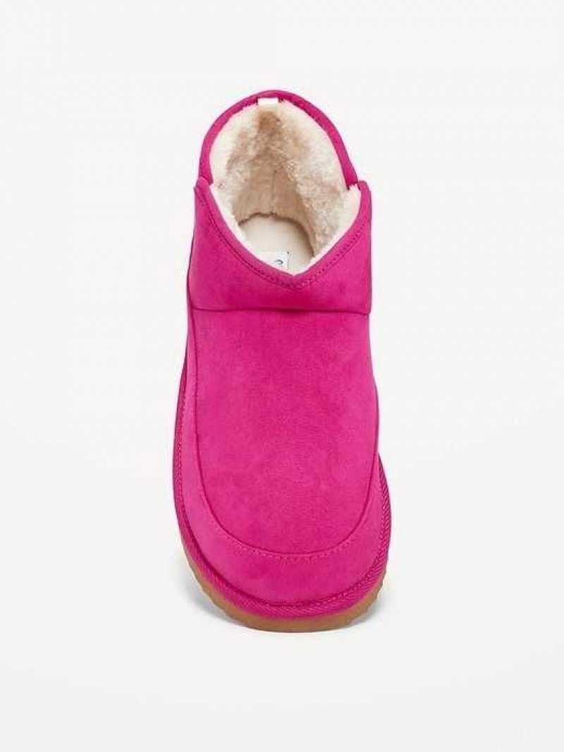 Old Navy Faux-Suede Sherpa-Lined Booties Pink | LID654312