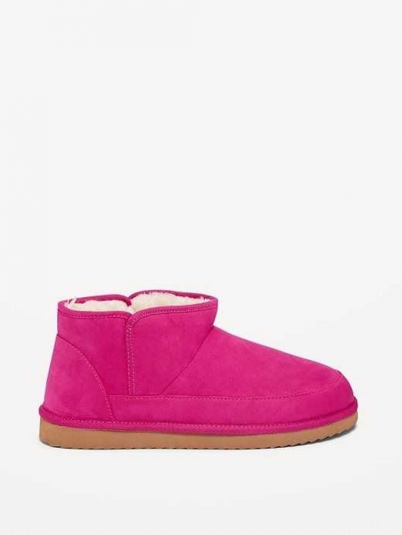 Old Navy Faux-Suede Sherpa-Lined Booties Pink | LID654312