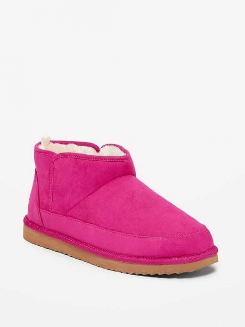 Old Navy Faux-Suede Sherpa-Lined Booties Pink | LID654312