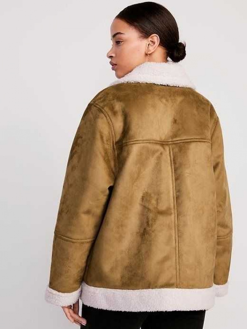 Old Navy Faux-Suede Sherpa-Lined Moto Jacket Cleveland Browns | URK935708