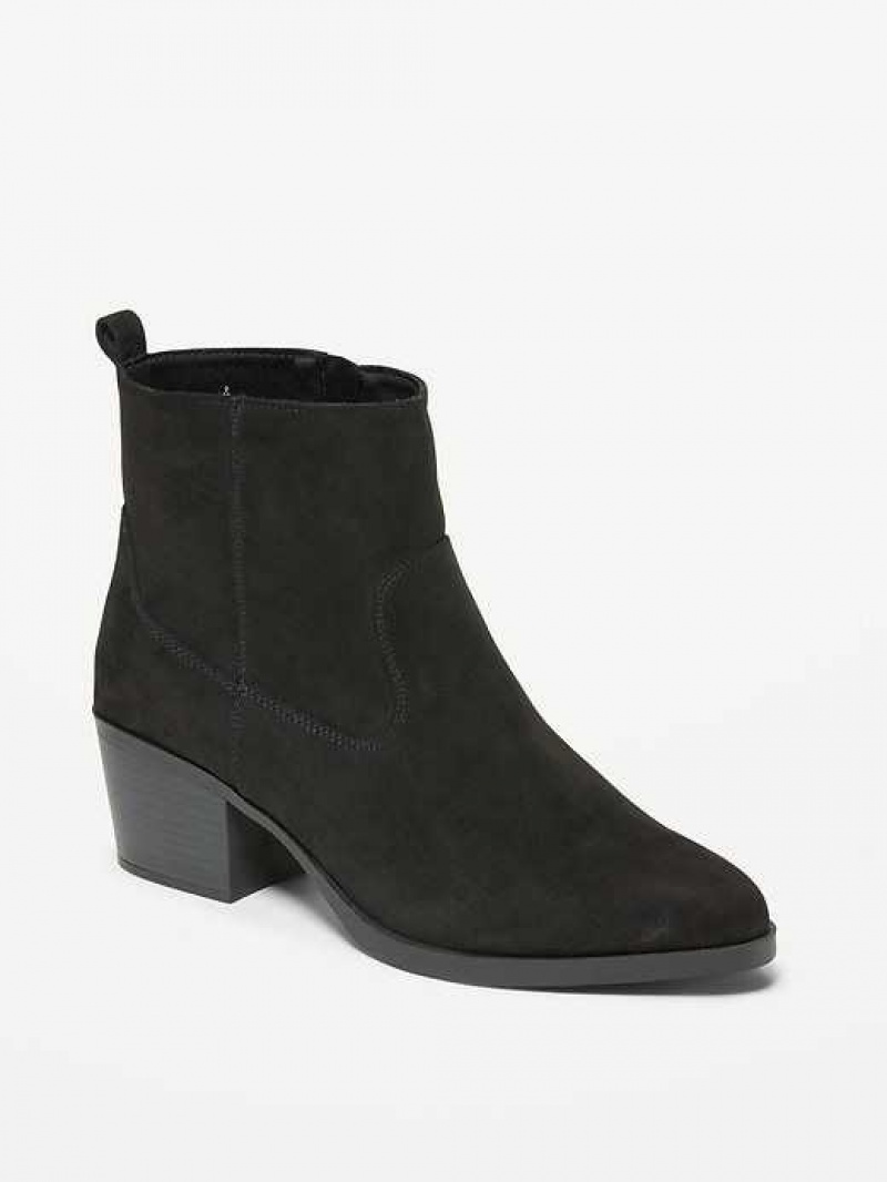 Old Navy Faux-Suede Western Ankle Boots Blackjack | LKW987034