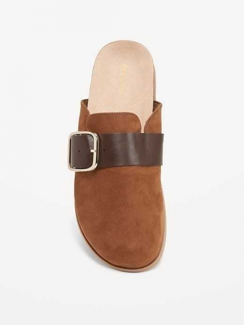 Old Navy Faux Suede Clog Shoes Brown | EAB257149