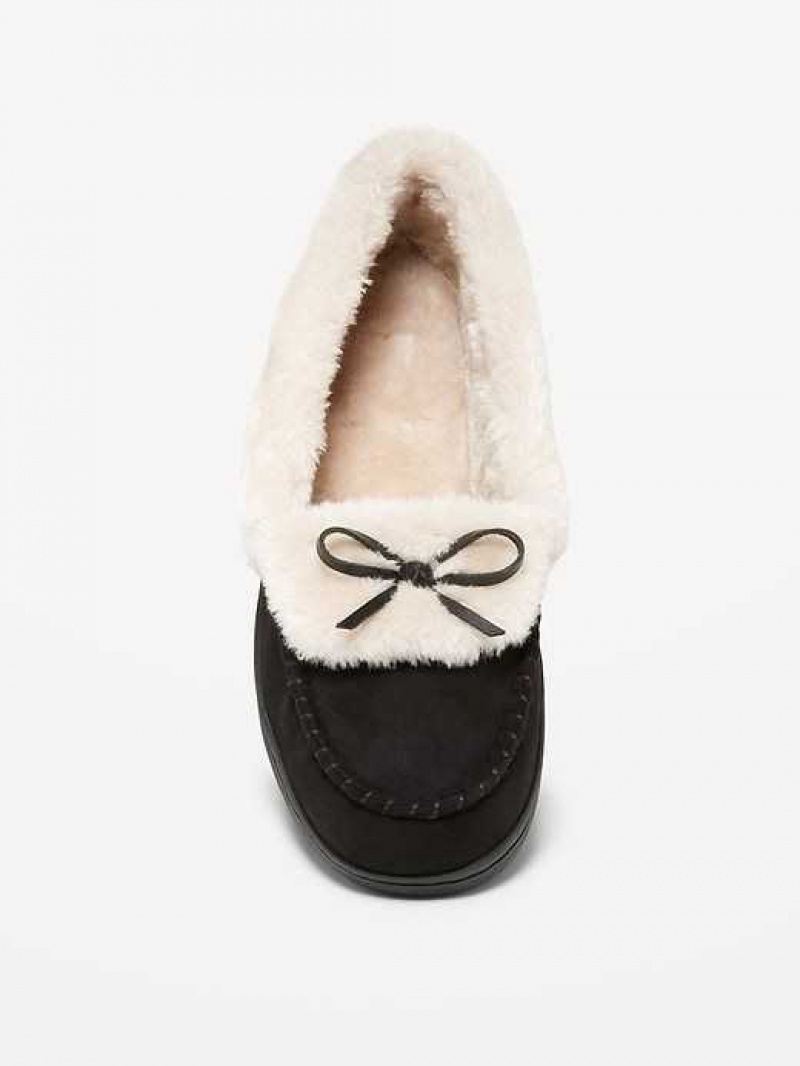 Old Navy Faux Suede Mocassin Slippers Black | UZO865907