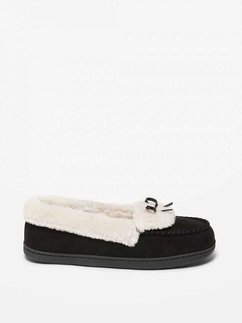 Old Navy Faux Suede Mocassin Slippers Black | UZO865907