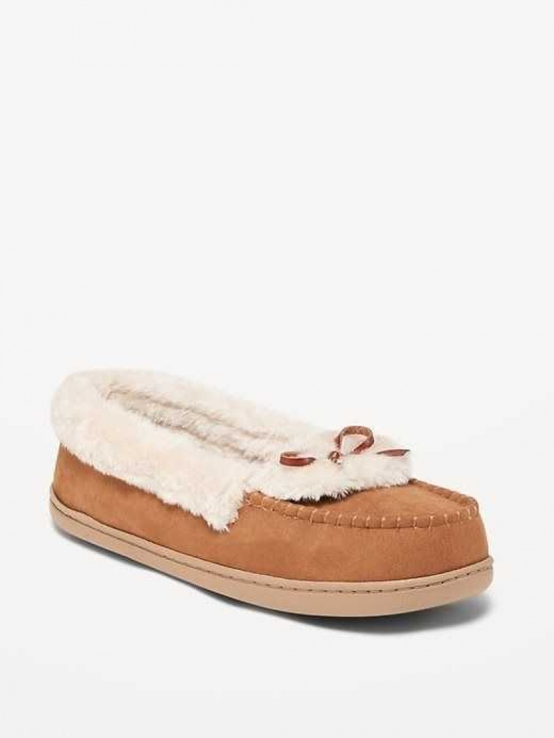 Old Navy Faux Suede Mocassin Slippers Brown | XFO489617